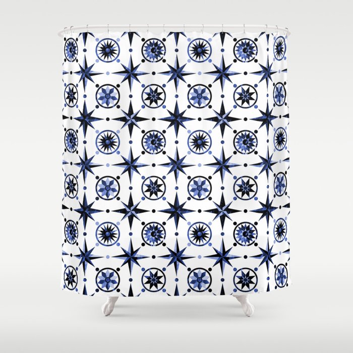 Nautica Blue Shower Curtain By Pinkywittingslow Society6