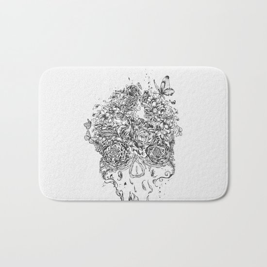 Skull Flower Bath Mat