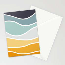 Colorful summery retro style waves Stationery Card