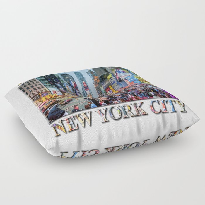 Times Square Tourists (with type) Floor Pillow