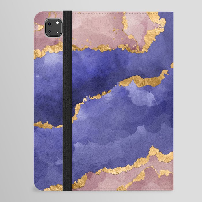 Very Peri and Lotus Alcohol Ink Abstract iPad Folio Case