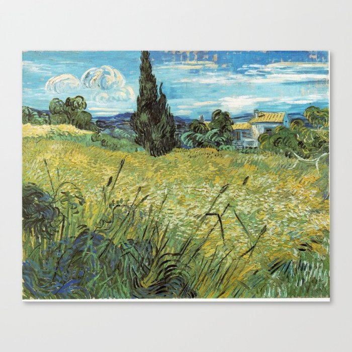 Vincent van Gogh - Green Wheat Field with Cypress Canvas Print by  LindenDesigns