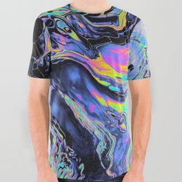 Psychedelic Blacken Multicolored Liquid Marble Pattern - Gift for Melodic Art Lovers All Over Graphic Tee