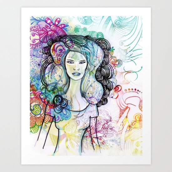 doodle girl Art Print