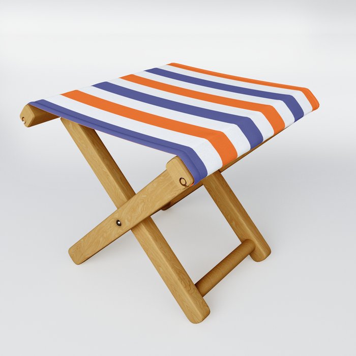 Blue And Orange Summer Stripes Folding Stool