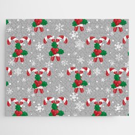 Christmas Vector Seamless Pattern with Candy Canes and Snowflakes 02 Jigsaw Puzzle