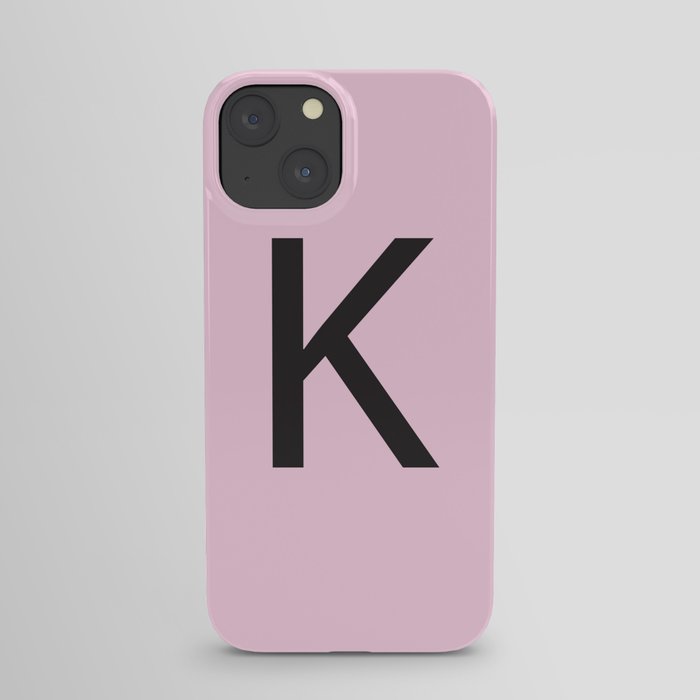 Letter K Initial Monogram - Black on Cherry Blossom iPhone Case