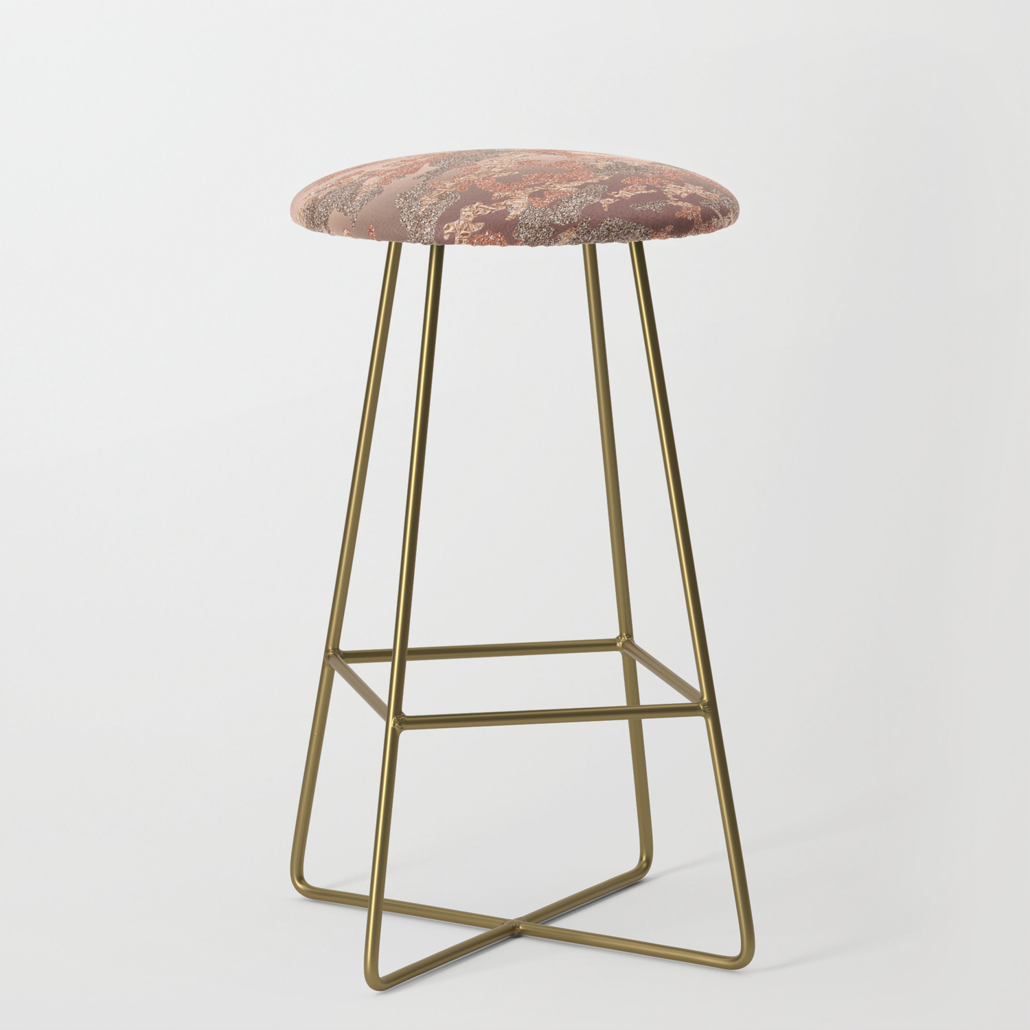 Camouflage Bar Stools, Pure Rose Gold Camouflage Bar Stool By Histrionicole Society6