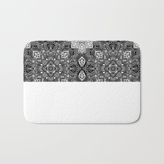 Gypsy Lace in White on Black Bath Mat