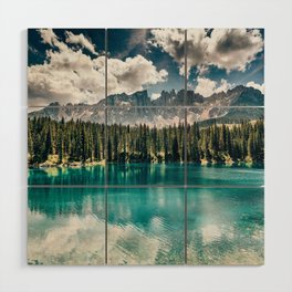 carezza lake at summer Wood Wall Art