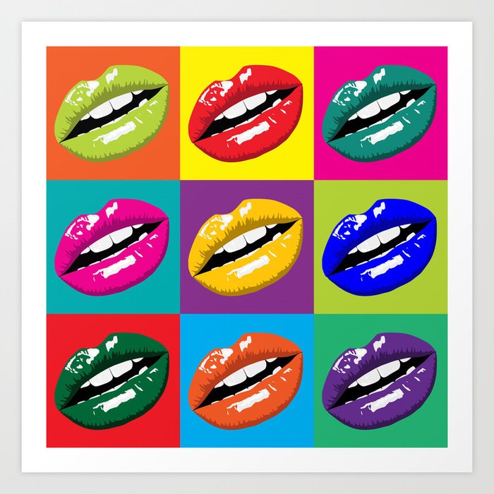 Sexy Lips Pop Art Painting Multicolor Andy W Style Art Print by | Society6