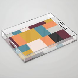 Multi Colored Geometric Squares Pattern Acrylic Tray