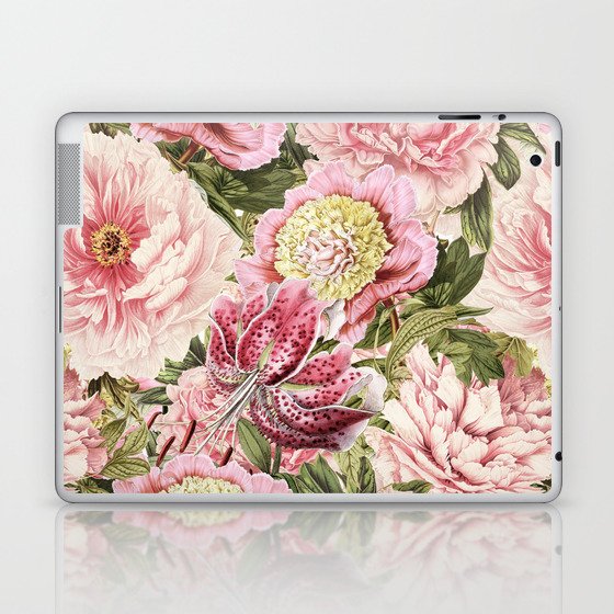 Vintage & Shabby Chic Floral Peony & Lily Flowers Watercolor Pattern Laptop & iPad Skin