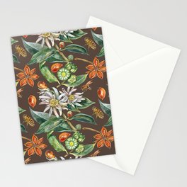 Watercolor botanical seamless pattern of culinary and healing plant star anise Stationery Card