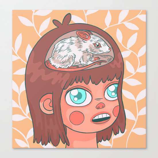 Mouse and Girl Canvas Print
