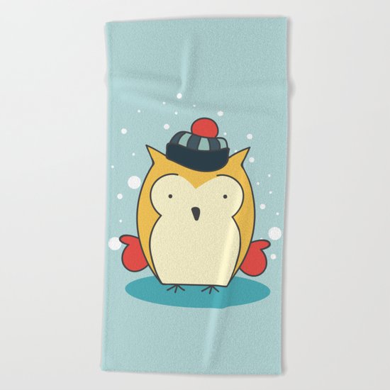 Winter Owl Beach Towel
