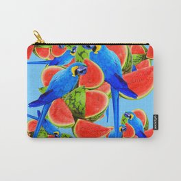 BLUE MACAWS & WATERMELONS PATTERN ON BLUE Carry-All Pouch