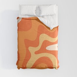 Retro Liquid Swirl Abstract Pattern Square in Orange and Tangerine Tones Comforter