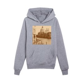 Venice and Grand Canal in Taupe Kids Pullover Hoodies