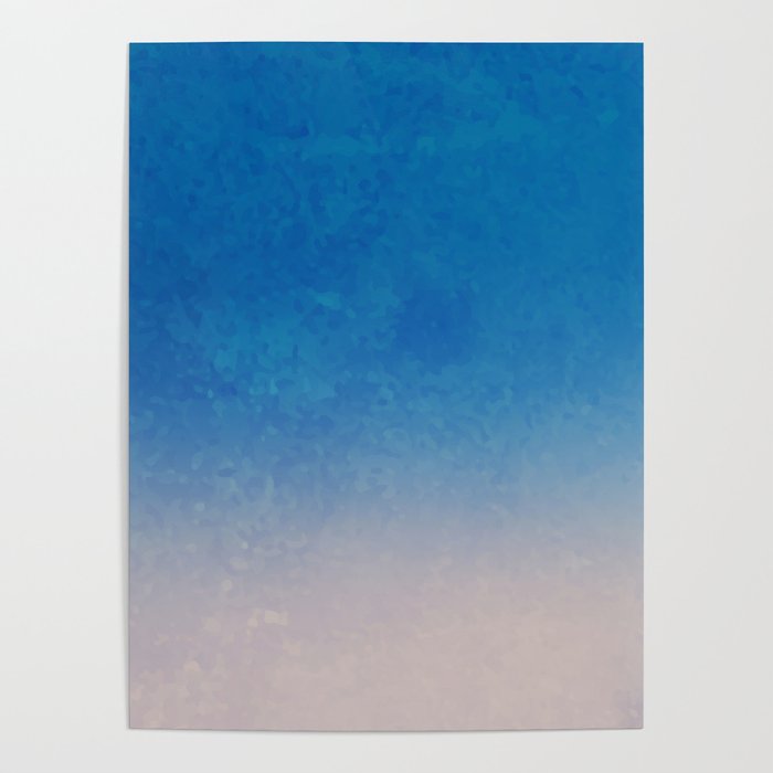 Blue & Cream Dip-Dye Beach Pattern Poster