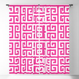 Greek Key (Dark Pink & White Pattern) Blackout Curtain