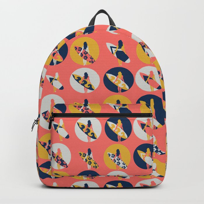 Surfer Girl Pattern Coral Backpack