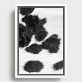 Modern Minimal Cowhide in Black and White Framed Canvas