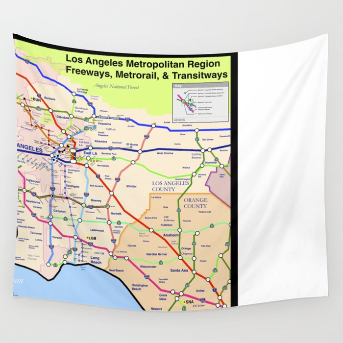 A subway style Map of Los Angeles Wall Tapestry by Peter Hanink  Society6