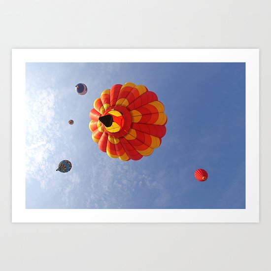 Up, Up and Away in a Hot Air Balloon Art Print