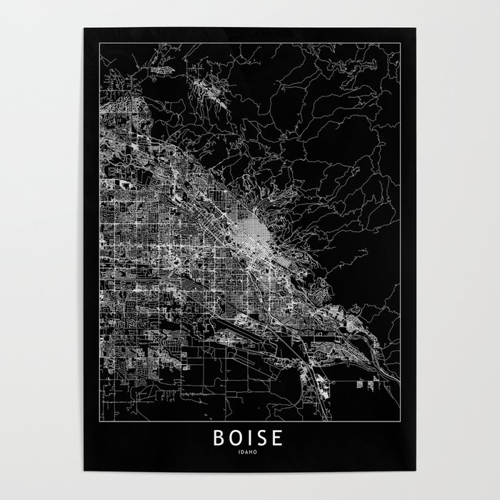 Boise Black Map Poster