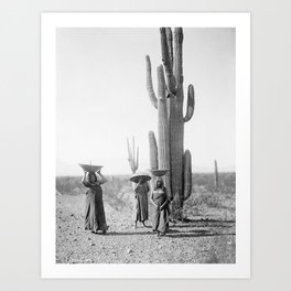 Vintage Native American Photo with Saguao Cactus Art Print