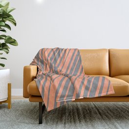 [ Thumbnail: Gray & Light Salmon Colored Lined/Striped Pattern Throw Blanket ]