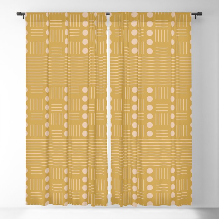 Lines and Circle in Mustard Blackout Curtain