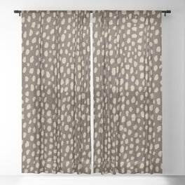 Handmade polka dot brush spots pattern (tan/brown) Sheer Curtain