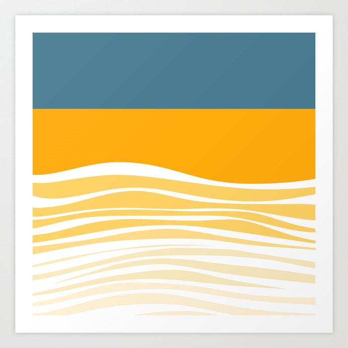 SmallWaves - Colorful Sunset Retro Abstract Geometric Minimalistic Design Pattern Art Print