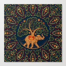 Elephant Tree of life in Mandala  Canvas Print