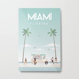 Miami Florida Beach travel poster Metal Print