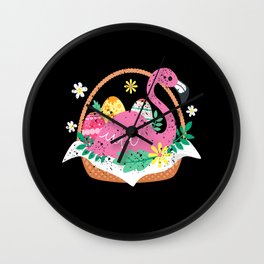 Easter Flamingo Easter Basket Eggs Costume for Kids Wall Clock