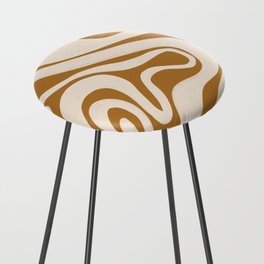 Swirl Lines in Sudan Brown Yellow + Tan  Counter Stool