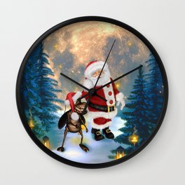 Merry christmas, Santa Claus with funny cockroach Wall Clock