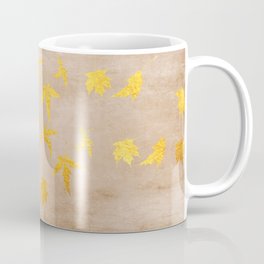 Gold leaves on grunge background - Autumn Sparkle Glitter design Coffee Mug