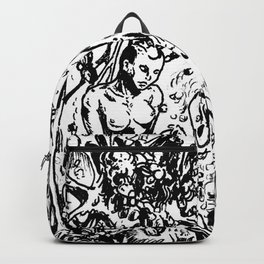 In Utero Backpack | Sciencefiction, Graphite, Digital, Drawing, Illustration, Robots, Black And White, Dark, Ink Pen, Cyborgs 