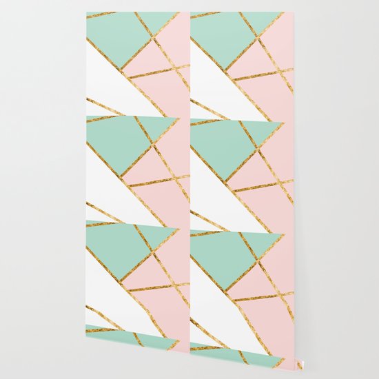mint and gold wallpaper