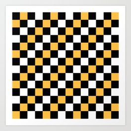 Diagonal Pixel Yellow Black white Art Print