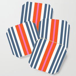 Mitchell Stripe Red White And Blue With Pink Coaster