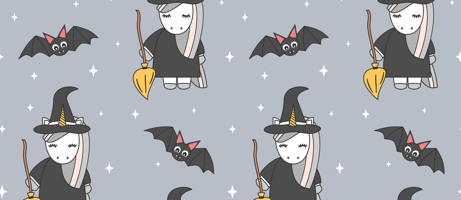 Cute Cartoon Unicorn Witch With Broom And Bats Halloween Pattern Coffee Mug By Alicevacca Society6