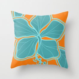 Kailua Hibiscus Hawaiian Engineered Floral Throw Pillow