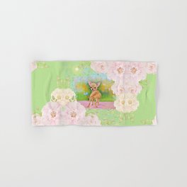 Chihuahua in the rose garden Hand & Bath Towel