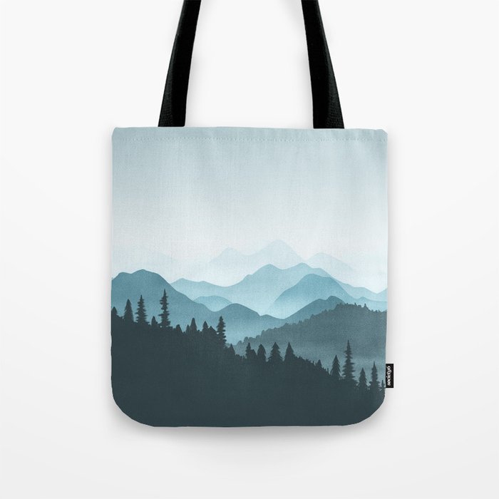 Teal Mountains Tote Bag