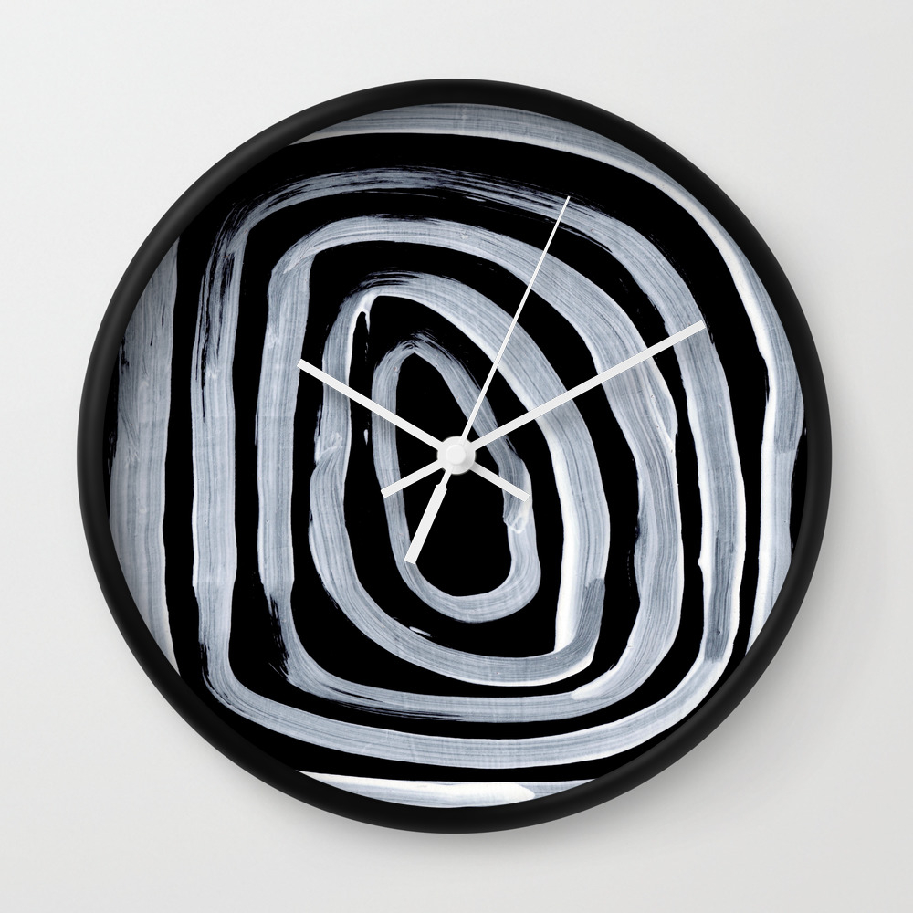 Rings Dark Gothic Black And White Minimalist Ghostly Abstract Art Wall Clock By Enshape Society6